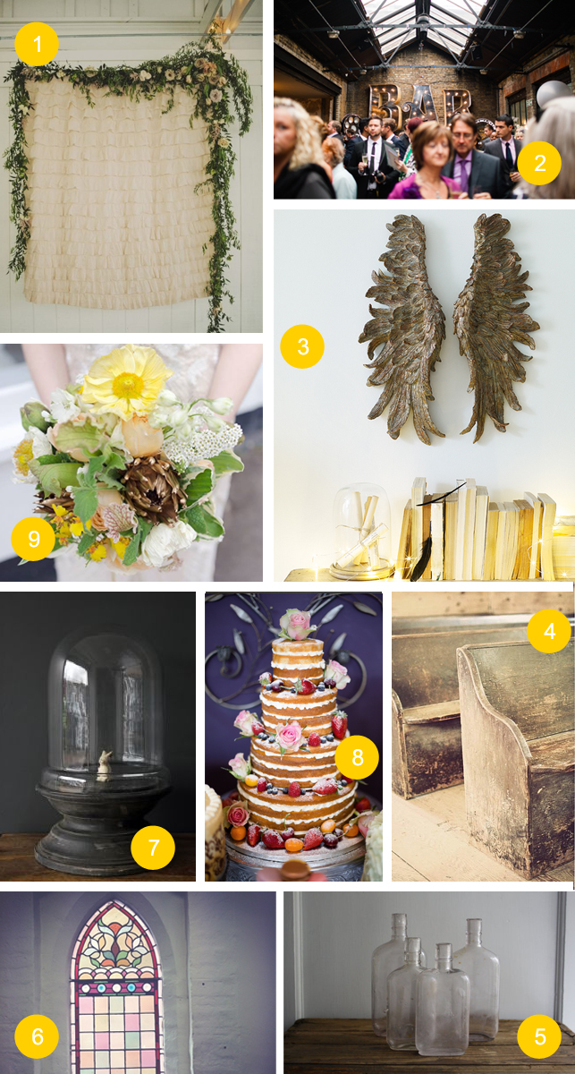 Industrial reclaimed contemporary wedding style inspiration moodboard