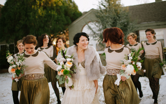 bridesmaids in jumpers