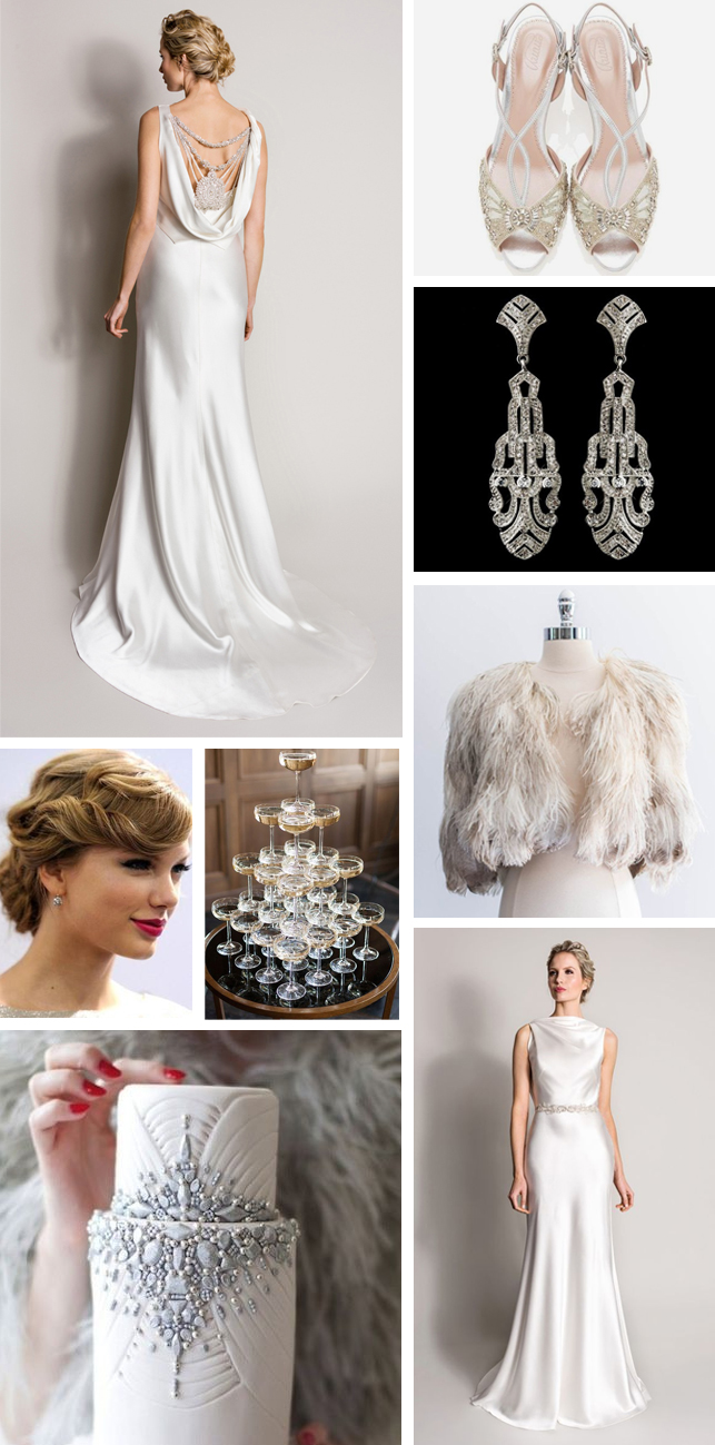 Glamorous silver 1930s art deco inspired wedding inspiration