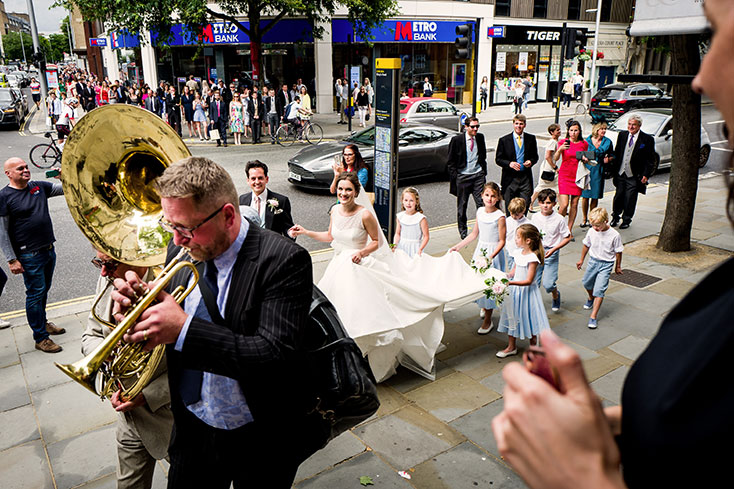 Jesus Peiro wedding dress stylish London wedding