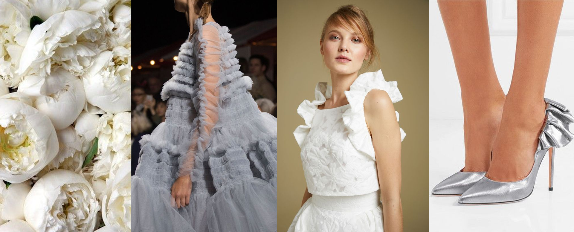 Monday Moodboard - Ruffle Me Up, frills and ruffles bridal fashion  inspiration - Miss Bush Blog